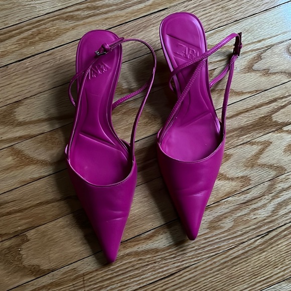 Zara Shoes Zara Pink Pointed Toe Kitten Heels Poshmark